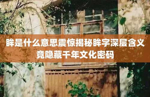 眸是什么意思震惊揭秘眸字深层含义竟隐藏千年文化密码