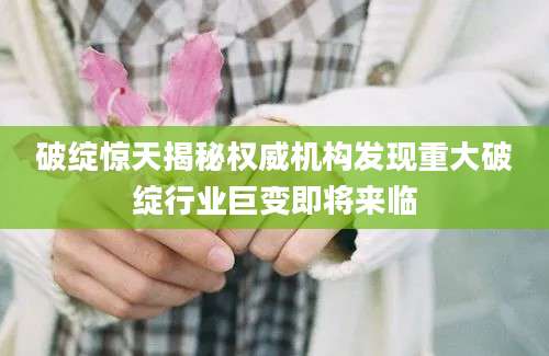 破绽惊天揭秘权威机构发现重大破绽行业巨变即将来临