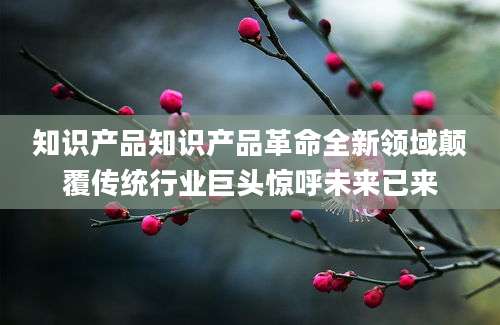 知识产品知识产品革命全新领域颠覆传统行业巨头惊呼未来已来
