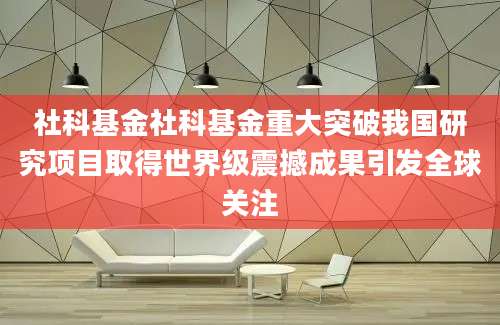 社科基金社科基金重大突破我国研究项目取得世界级震撼成果引发全球关注