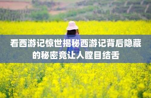 看西游记惊世揭秘西游记背后隐藏的秘密竟让人瞠目结舌