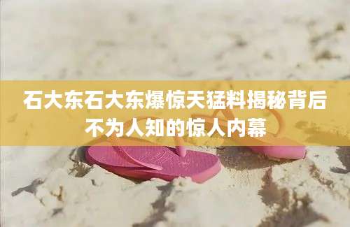 石大东石大东爆惊天猛料揭秘背后不为人知的惊人内幕