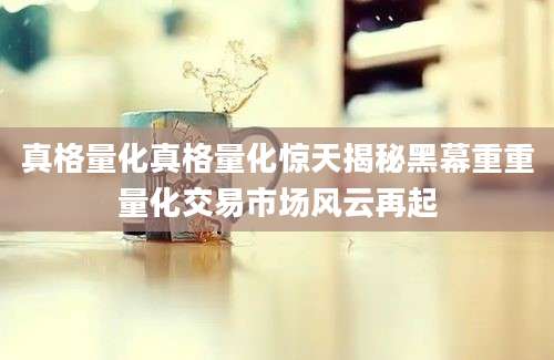真格量化真格量化惊天揭秘黑幕重重量化交易市场风云再起