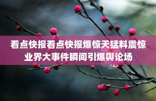 看点快报看点快报爆惊天猛料震惊业界大事件瞬间引爆舆论场