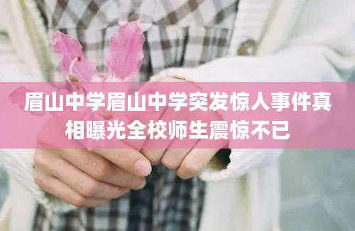 眉山中学眉山中学突发惊人事件真相曝光全校师生震惊不已
