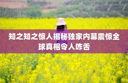 知之知之惊人揭秘独家内幕震惊全球真相令人咋舌