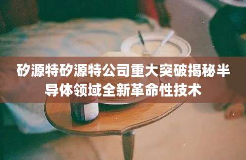 矽源特矽源特公司重大突破揭秘半导体领域全新革命性技术